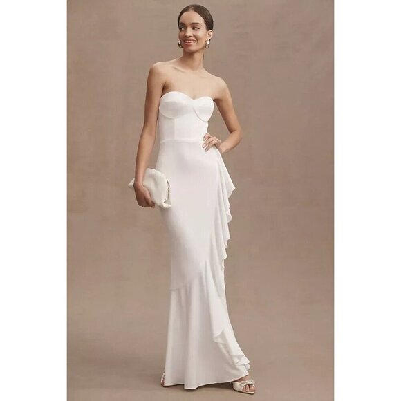 The Population Strapless White Dress - Picture 1 of 13